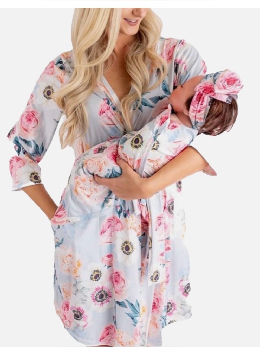 Double the sprinkles Mommy robe and baby girl swaddle